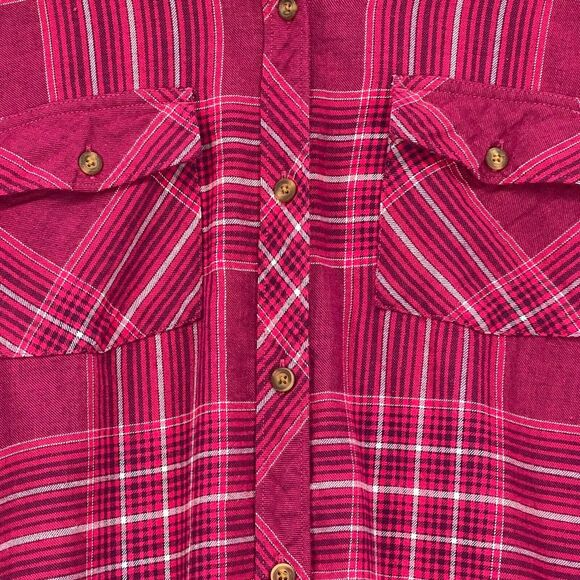 Eddie Bauer Button Front Shirt Women 2XL Pink Plaid Long Sleeves Pockets S56 - Picture 6 of 13